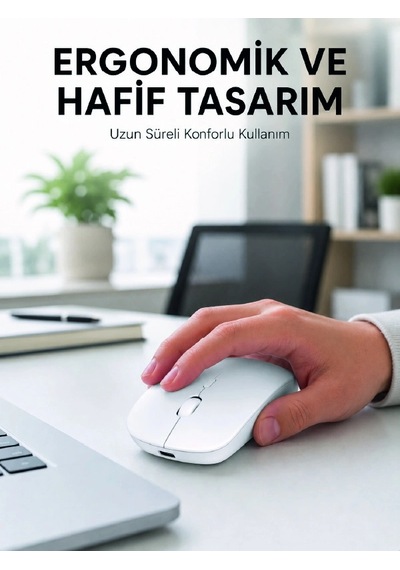 Profesyonel Kablosuz Bluetooth Mouse Çift Modlu Şarjlı Ergonomik Fare Mi