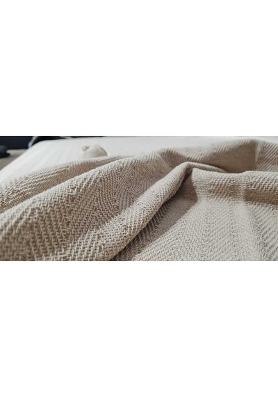 Çift Kişilik Pike 200x230cm, Bej, %100 Pamuk, Yumuşak Dokulu, Hann Yalın Bej