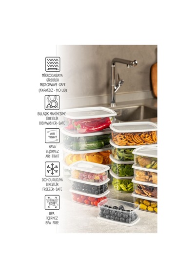 Vienev 16lı Hava Geçirmez Saklama Kabı Seti Gri 4x 250-500-750-1200 Ml Gri