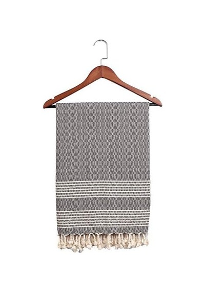 Yaprak Peştemal Plaj Havlusu Sauna, Yoga, Fitness İçin Çok Amaçlı Kullanım. 100x180cm Koyu Gri Açık
