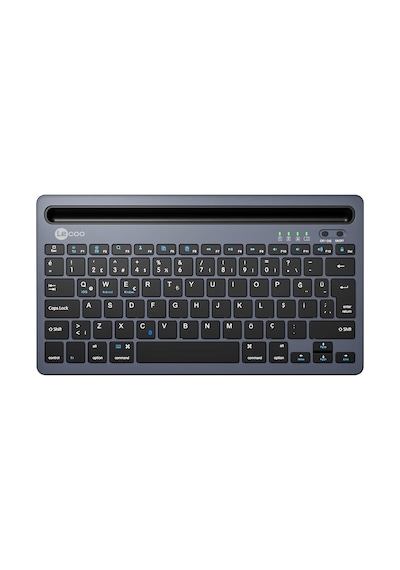 Lecoo Bk100 Bluetooth V3.0 Çoklu Cihaz Uyumlu Şarj Edilebilir Kablosuz Gri   Türkçe Q Klavye
