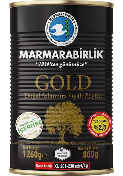 Marmarabirlik Gold Xl Salamura Teneke Zeytin 800 Gr X 4 Adet