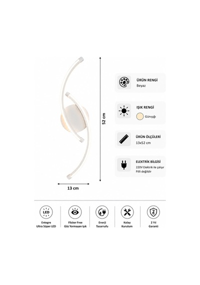 Bero Modern Led Duvar Apliği Günışığı Beyaz