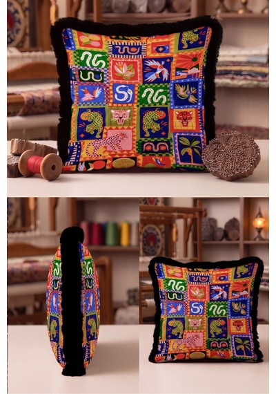 Egzotik Patchwork Saçaklı Yastık Kılıfı-maksimalist Etnik Turuncu Mavi Siyah Püsküllü Kırlent Kılıfı Buzlu Atlas Aura Egzotik Patchwork Saçaklı Yastık Kılıfı-maksimalist Etnik Turuncu Mavi Siyah Püsküllü Kırlent Kılıfı Buzlu Atlas Aura