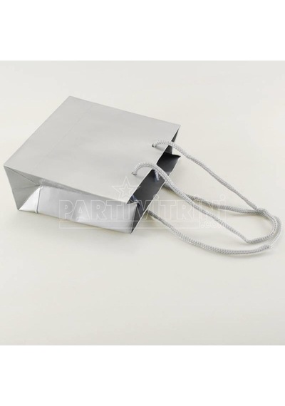 Gümüş Silver Renk Karton Çanta 11x11x5 Cm 10 Adet 6