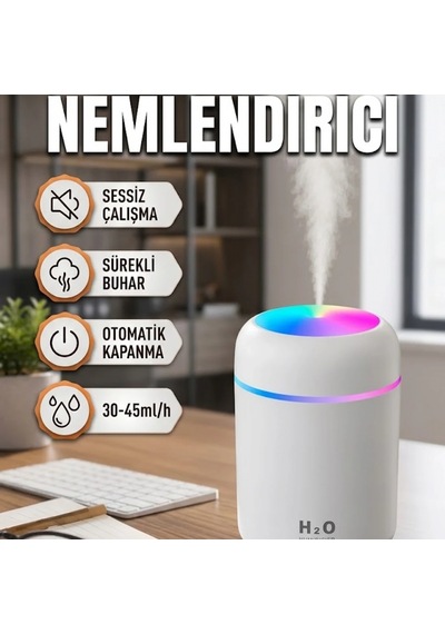 300ml Usb Taşınabilir Hava Nemlendirici Rgb Işıklı Sessiz Buhar Cihazı