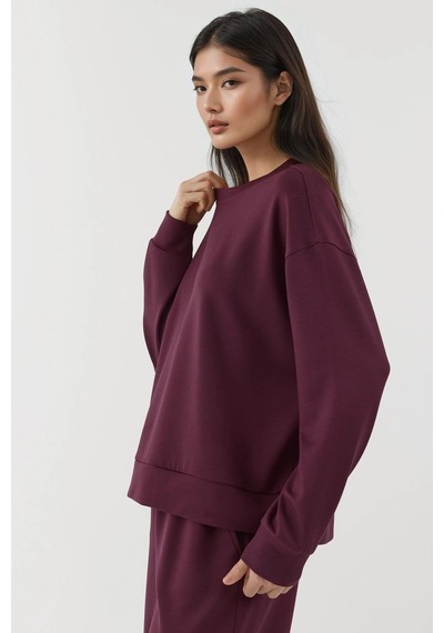 Hiccup Modal Dokunuşlu Basic Sweatshirt Bordo Kırmızı