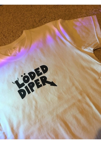 Unisex Oversize Löded Diper Tshirt Beyaz