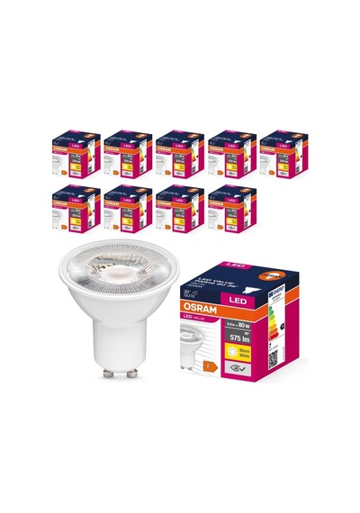 Led Value Par16 Gu10 6.9w 80w Eşdeğeri 3000k Sıcak Beyaz, 575 Lm, 36 Spot, Crı 80, Cam Gövde 10'lu Paket Diğer