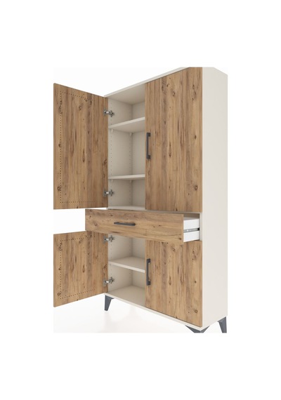 Arges Dolap 4 Raflı Tek Çekmeceli 4 Kapaklı 88x30x163 Aytaşı-çam Aytaşı