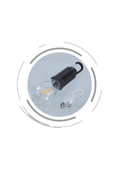 Hubrendy Tekno Taşınabilir Askılı Ampul Kamp Lambası Askılı Type-c Şarjlı Bahçe Lambası AÇIK GRİ KAHVE KARIŞIMI