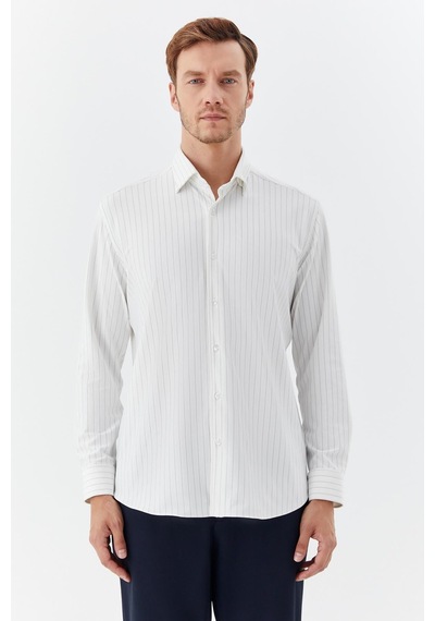 Sabri Özel Erkek Beyaz-siyah Dar Kesim Slim Fit Pamuklu Çizgili Uzun Kollu Klasik Yaka Gömlek Siyah - Beyaz Sabri Özel Erkek Beyaz-siyah Dar Kesim Slim Fit Pamuklu Çizgili Uzun Kollu Klasik Yaka Gömlek Siyah - Beyaz