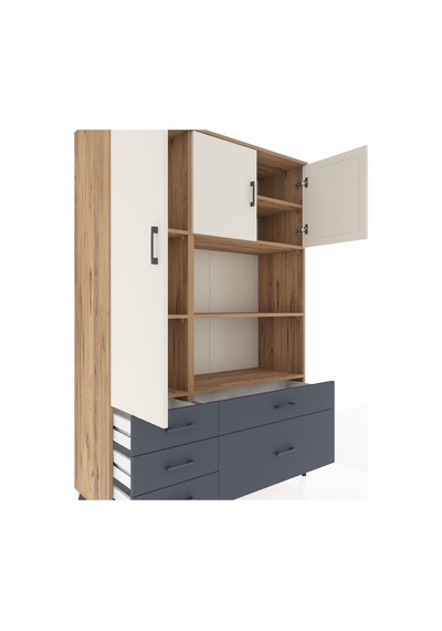 Hyperion Dolap 7 Raflı 5 Çekmeceli 3 Kapaklı 132x44x195 Çam-aytaşı/antrasit Aytası/antrasıt Hyperion Dolap 7 Raflı 5 Çekmeceli 3 Kapaklı 132x44x195 Çam-aytaşı/antrasit Aytası/antrasıt