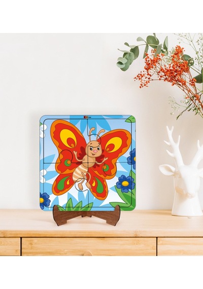 Bk Toys Çocuklar İçin 2 Si 1 Arada Eğitici-öğretici Ahşap 4 Parça Yapboz Puzzle Çerçeve Model 40
