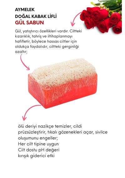 Sabun Doğal Kabak Lifli Gül Sabunu Beyaz Sabun - Gül
