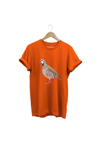 Avcılık Keklik Avcılığı Keklik Kuşu Baskılı Regular Fit %100 Pamuk Turuncu T-shirt Turuncu