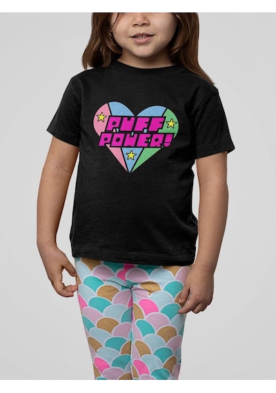 Sevbano Puff Power Yazılı Power Puff Girls Baskılı Unisex Çizgi Film Çocu Siyah