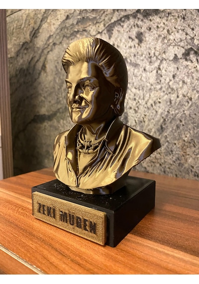Zeki Müren Büst Figür 13 Cm Altın Sarısı Koleksiyonluk Heykelcik & Dekoratif Masaüstü Süsü