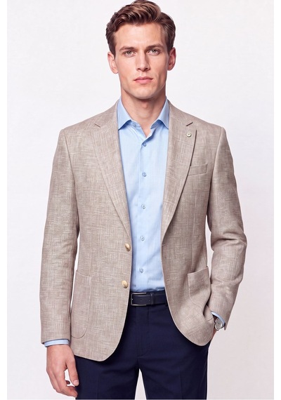 Comfort Fit Torba Cep Esnek Pamuklu Camel Blazer Ceket C 740