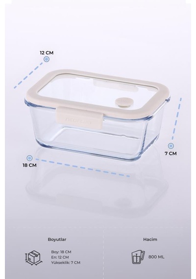 Neoflam Fika Glace Vakumlu Cam Saklama Kabı 800ml Bej