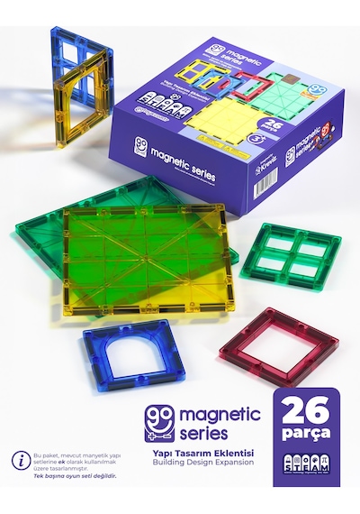 Go Magnetic Series 26 Parça Yapı Tasarım Eklentisi - Mıknatıslı Manyetik Bloklar