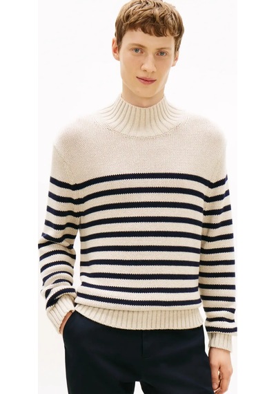 Tommy Hilfiger Breton Cotton Strıpe, 0bp Krem Erkek Kazak