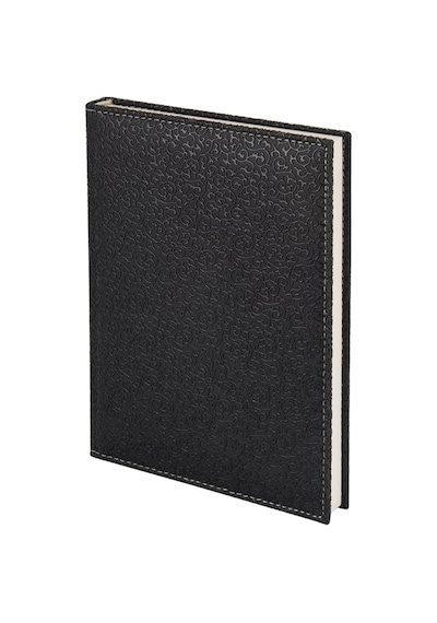 2K 2027 Yeni Yıl Deri Kapak Hilton Desen Ajanda Defter Tarihli Çizgili 17 X 24 CM - Siyah