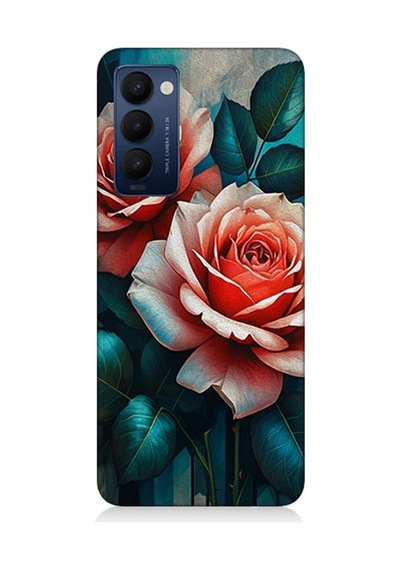 Tecno Camon 18 Uyumlu Pastel Güllerin Dansı Desenli Silikon Kılıf Çok Renkli