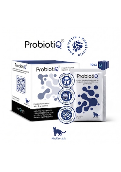 Vetqom Probiotiq Synbiotic Kedi Probiyotik + Prebiyotik Kompleks 30 Saşe Orijinal