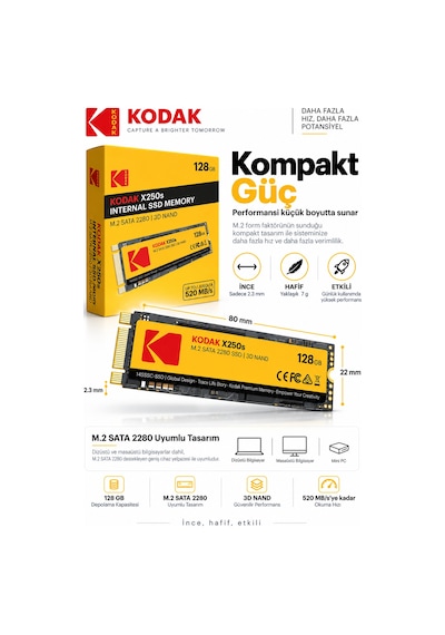 X250s 128gb M.2 Sata 2280 Ssd 520 Mb/s Okuma 500 Mb/s Yazma Hızlı Ssd