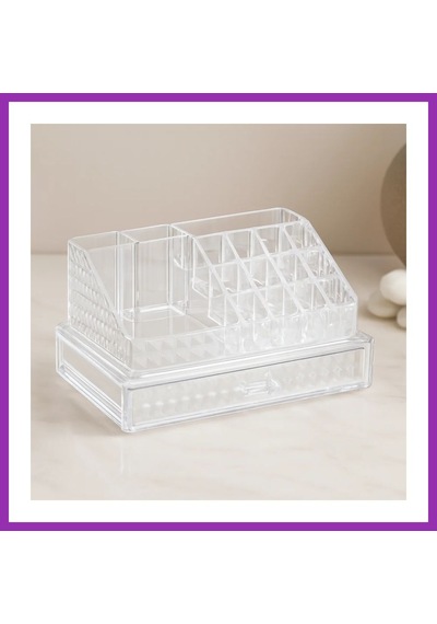 Bezos Tek Çekmeceli 16 Bölmeli Şeffaf Makyaj Ve Takı Organizeri 23.3x13.5x11.5 Cm Bty