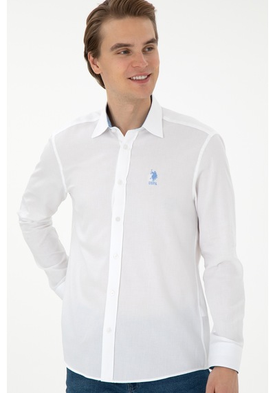 U.s. Polo Assn. Erkek Beyaz Gömlek Desenli 50292303-vr013 Beyaz