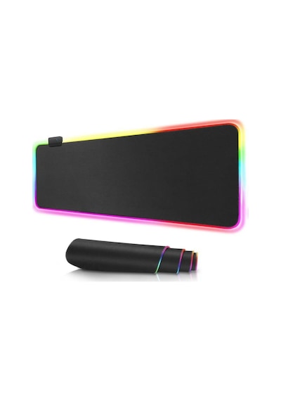 Siyah Işıklı Rgb Oyuncu Mouse Pad 78X30 Cm Kaymaz Ledli Mousepad