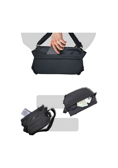 Lenyes Lb563 Dreamer Crossbody Serisi Su Geçirmez Deri Tasarımlı Çapraz Vücut Çantası Siyah Siyah