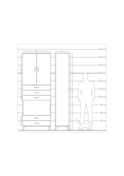 Arges Dolap 4 Raflı 5 Çekmeceli 2 Kapaklı 88x30x243 Antrasit-çam Antrasit