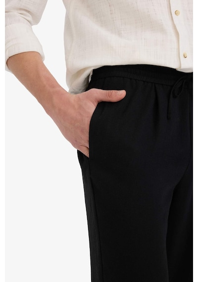 Defacto Relax Fit Kısa Paça Keten Görünümlü Pantolon E4790ax25aubk27 Siyah
