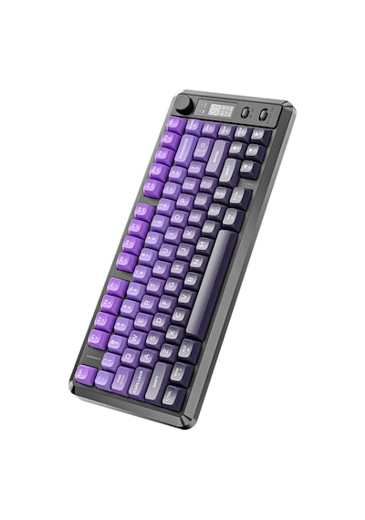 M75 Kablosuz 2.4ghz Kablosuz + Bt Çift Modlu Klavye Led Ekranlı Oyun Klavyesi İle Pbt Knob Rainbow