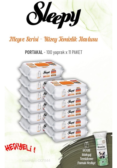 Sleepy Portakal 100 Yaprak X 11 Paket Yüzey Temizlik Havlusu Ve Rosıe Tekli