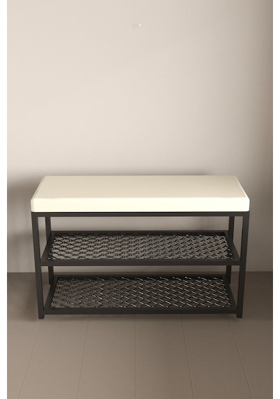 Aju Ayakkabılık Puflu Süngerli Oturaklı Metal Ayakkabı Rafı Modern Vestiyer Baklavalı Metal Tasarım Benc Krem Aju Ayakkabılık Puflu Süngerli Oturaklı Metal Ayakkabı Rafı Modern Vestiyer Baklavalı Metal Tasarım Benc Krem