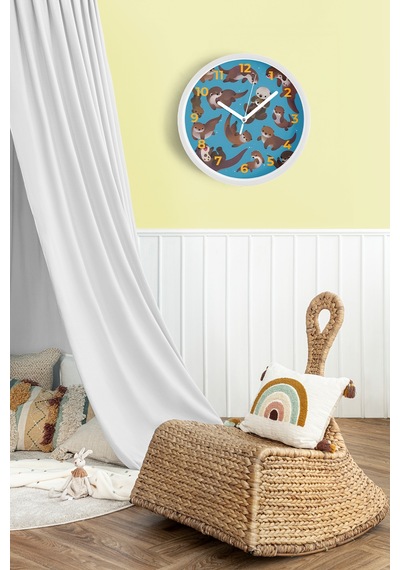 Sevimli Ayı Temalı Çocuk Odası Modern Duvar Saati - 25cm - Önü Camlı Beyaz Kasa - Sessiz Mekanizma-jh0142 Beyaz