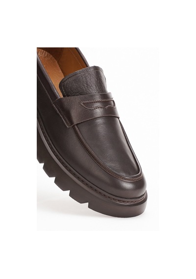 Fame Step Hakiki Deri Erkek Casual Ayakkabı +4.5 Cm Boy Uzatan Kalın Taban Günlük Bağcıksız Comfort Kahverengi Loafer Venedik