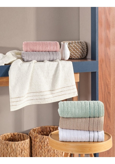 6'lı %100 Lüx Bambu El Ve Yüz Havlu Seti - 50x90 Cm Karışık Renkli Çok Renkli