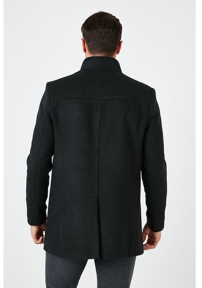Buratti Slim Fit Düğmeli Dik Yaka Kaşe Erkek Kaban 5840099 Füme