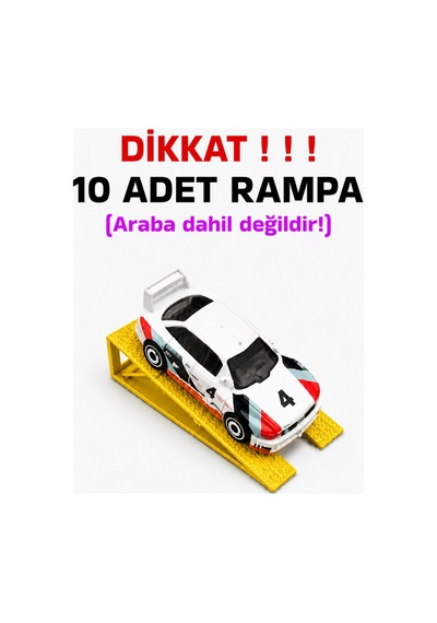 1:64 Ölçek Araba Rampası - Sarı - Lastik İzli - 10 Adet