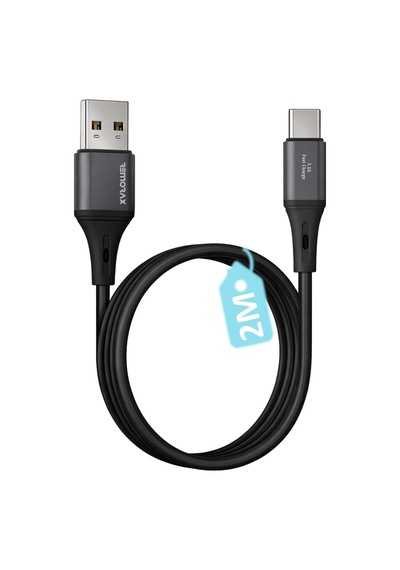 Usb A-type C, 2metre, 3.1a Hızlı Şarj Kablosu, Remorax Wahoo 1ad X 2metre Siyah
