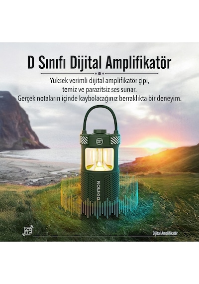 Nowgo F1 20w Bluetoooth Hoparlör Taşınabilir Powerbank Kamp Feneri Bej