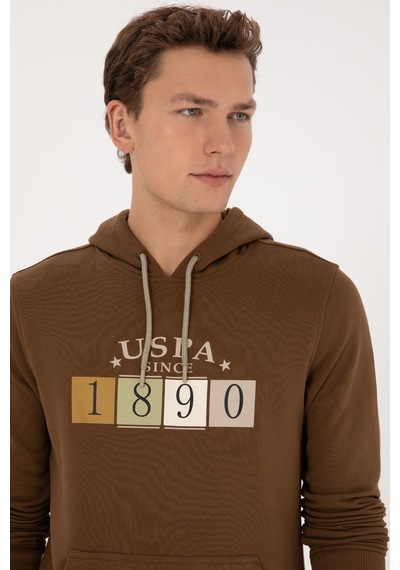 U.S. Polo Assn. Erkek Regular Fit Kapüşonlu Haki Sweatshirt 50316364-VR027