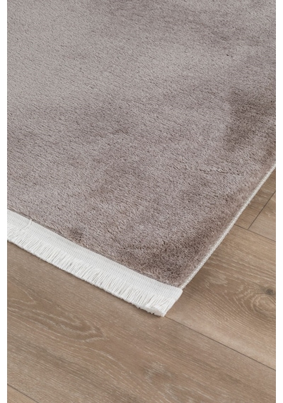 Vl Yuvarlak Comfort Ponpon Saçaklı Peluş Post Halı Kahverengi Halı Kahverengi Düz Saçak