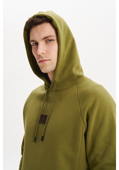 AR-MA Arma Erkek Regular Fit Kapüşonlu Fermuarlı Kanguru Cepli Sweatshirt Pamuk Polyester Karışım K30254628602 Haki