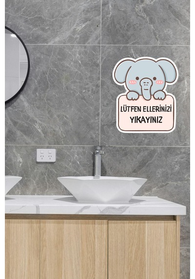 Fil Sticker Lütfen Ellerinizi Yıkayınız Etiketi